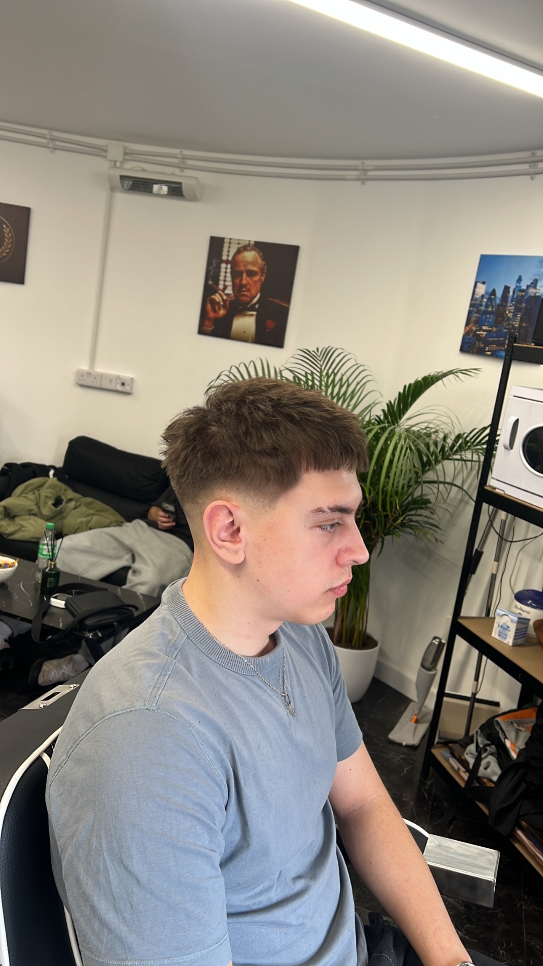 Short haircut with a sharp fade